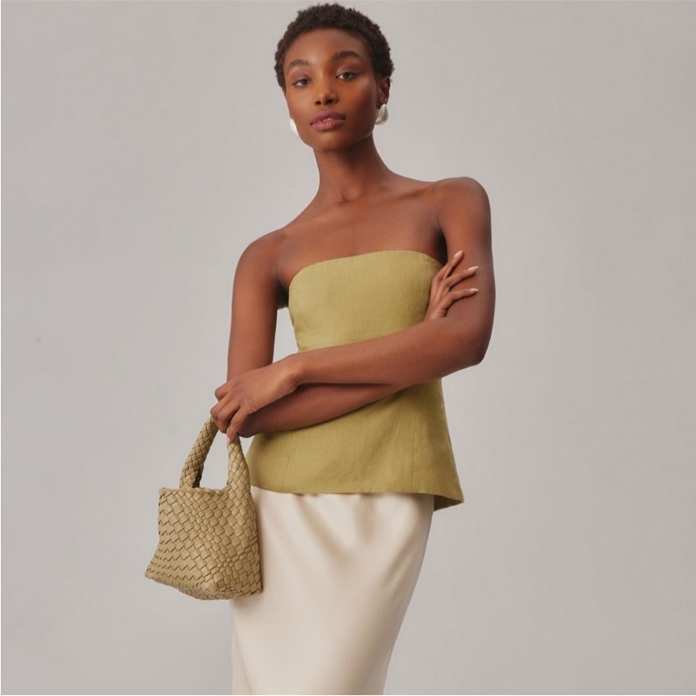 Reformation Olive Iskra Strapless Linen Top